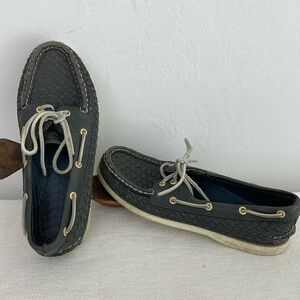 Rare vintage Sperry topsiders herringbone weave  size 8
